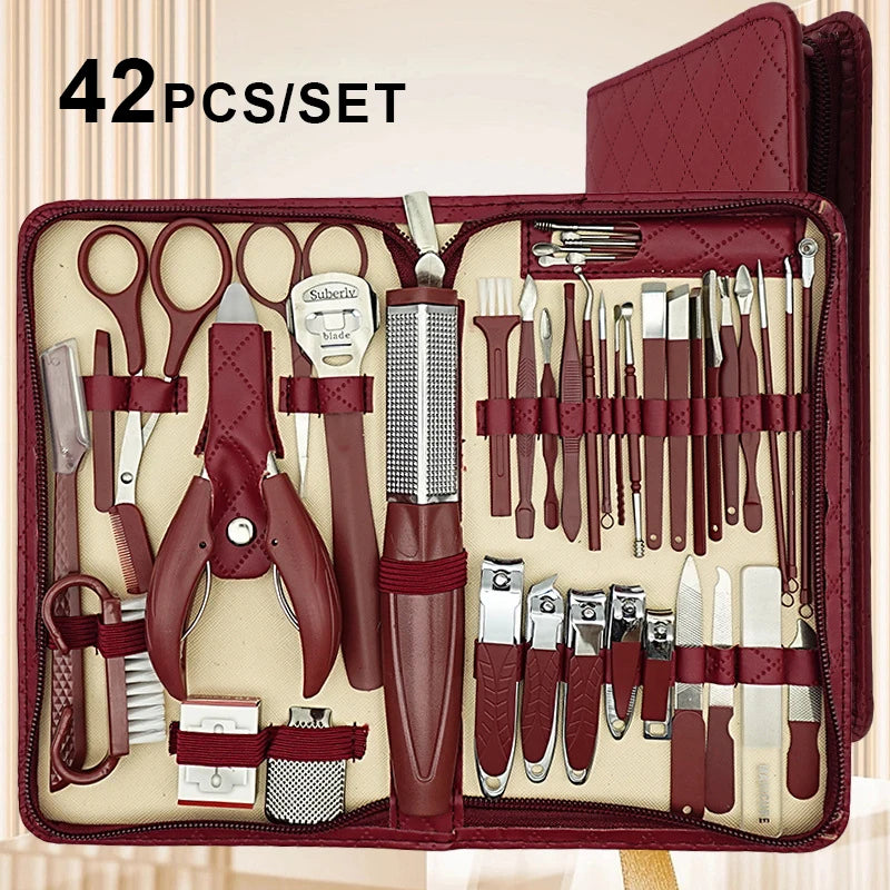 Manicure Stainless Steel 42Pc Travel Kit &ndash; Diamond Zipper