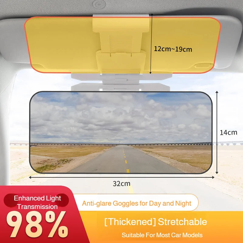Automobilio saulės skydelis antirefleksinis veidrodis dienai ir naktiai reguliuojamas, plastikinis