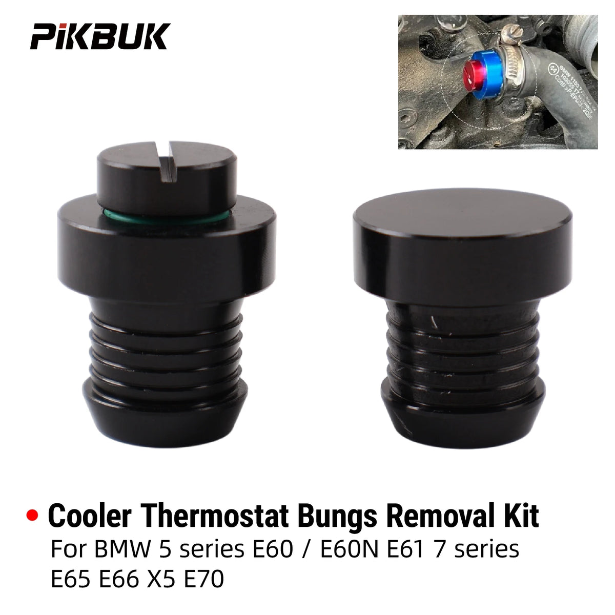Aluminum Thermostat Bung Plugs For BMW 5 Series E60 E61 7 Series E65 E66 X5 E70 by InterCyprus Trading Ltd