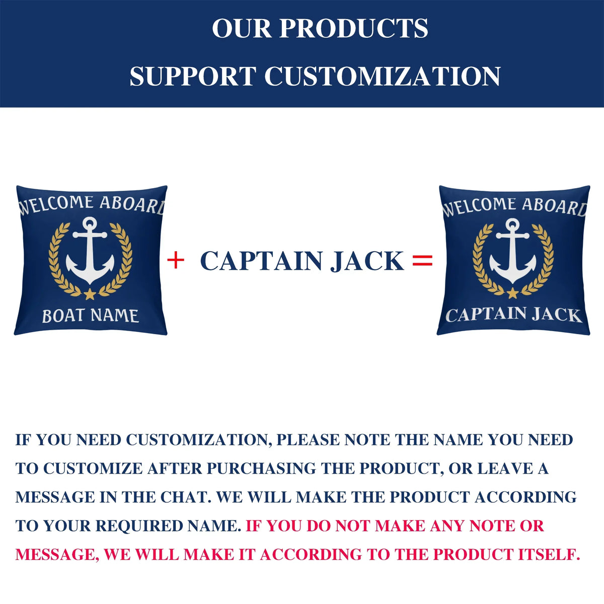 Personalised Nautical Anchor Pillow Covers for Home and Yacht Decor