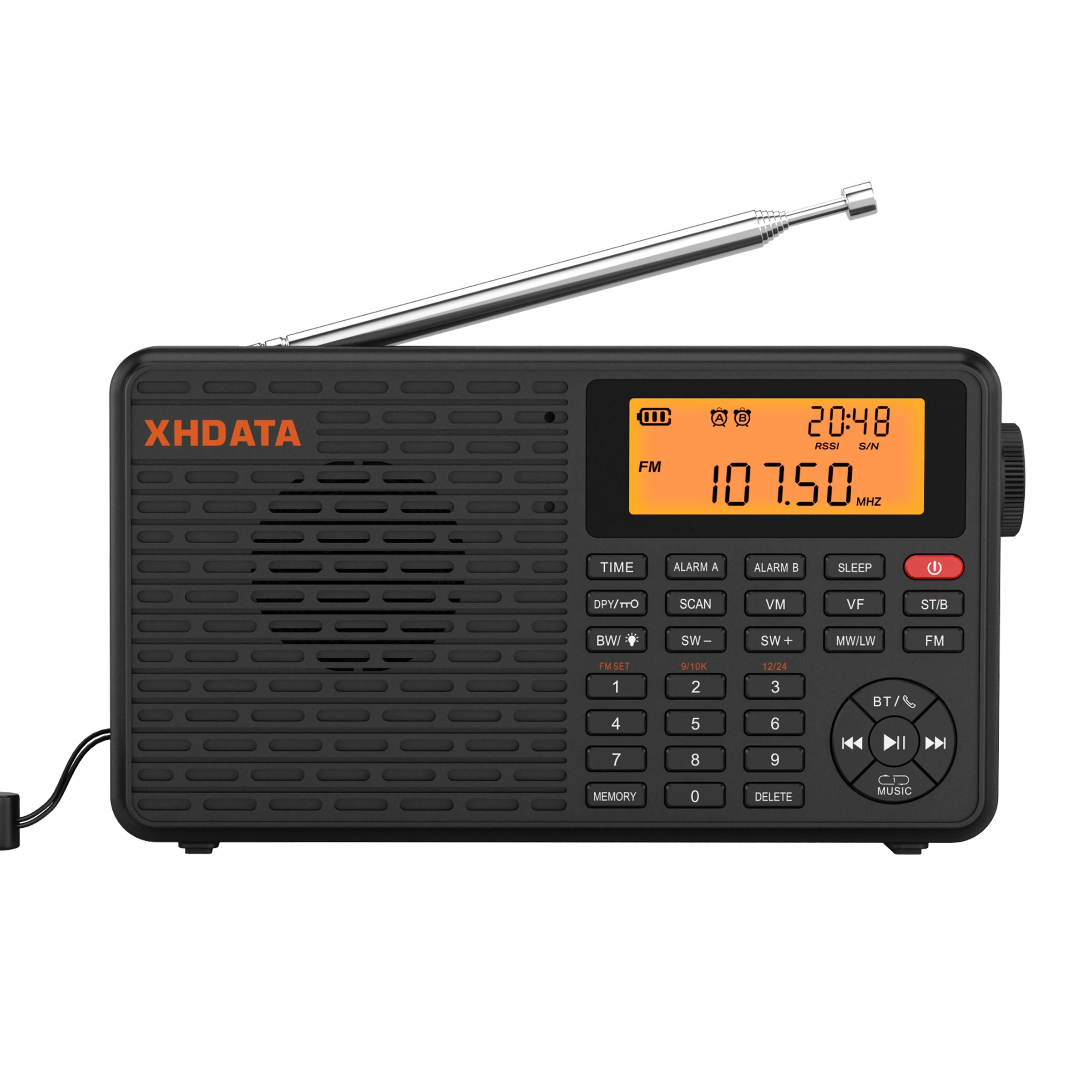 XHDATA D-109 Portable Bluetooth Radio with AM, SW, MW, FM Support D-109