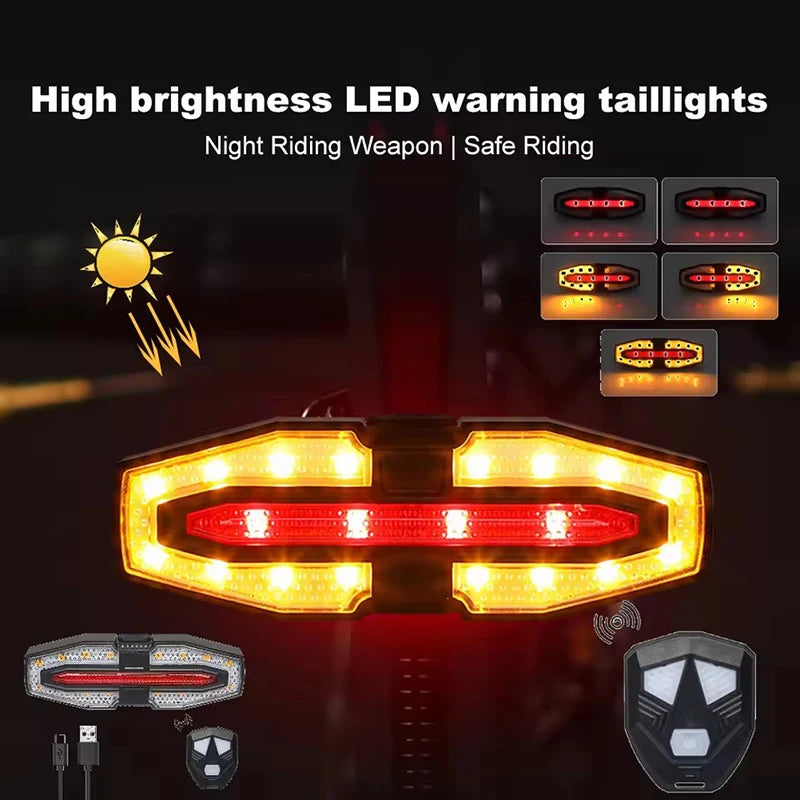 BUCKLOS Wireless Rechargeable Turn Signal Bike Tail Lights with Remote Control - Direction Indicator for Safer Road Cycling