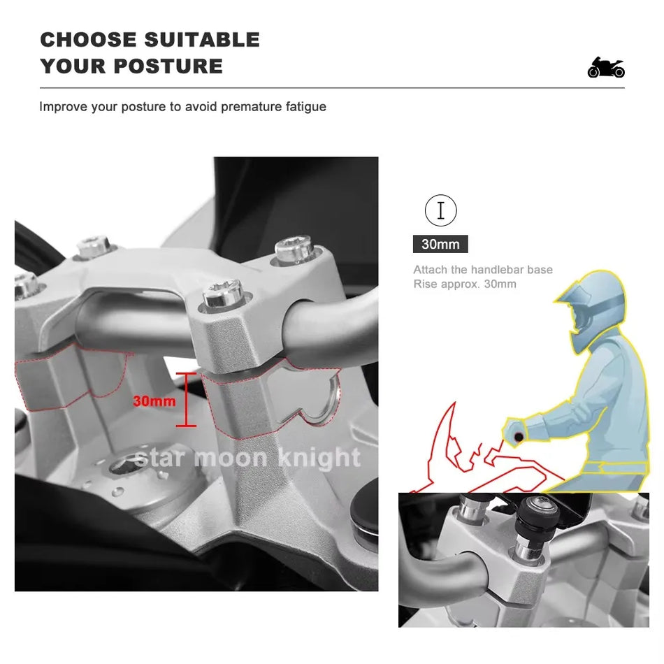 BMW F800GS 2023 Riser manubrio morsetto in alluminio per aumento dell'altezza di guida, facile installazione