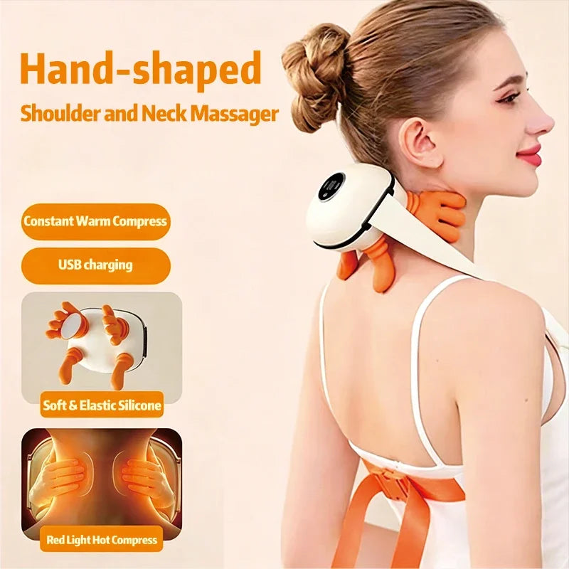 Wireless Heated Finger Massager for Neck, Shoulders, Trapezius Brushless Motor