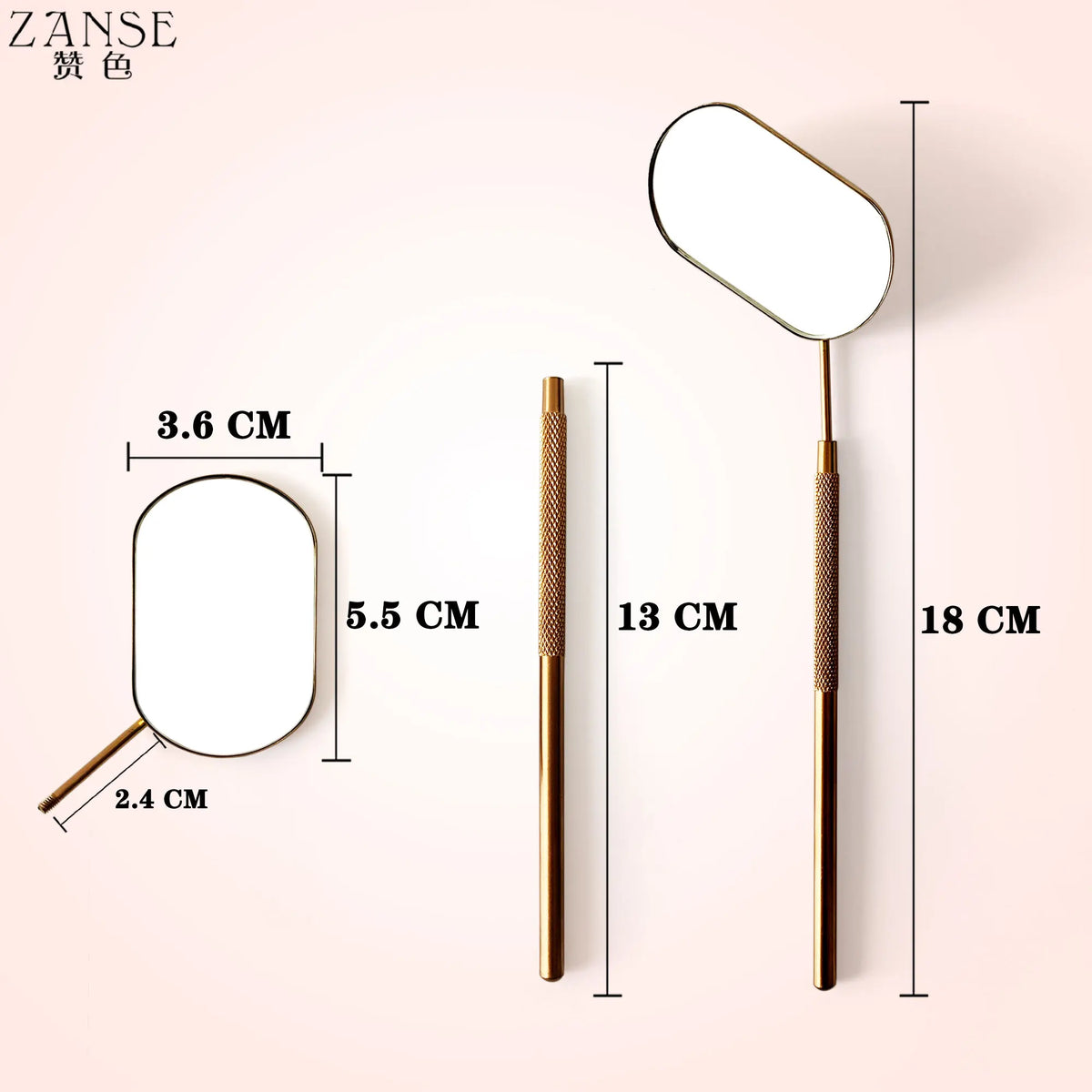 ZANSE Stainless Steel Eyelash Extension Mirror with Long Handle