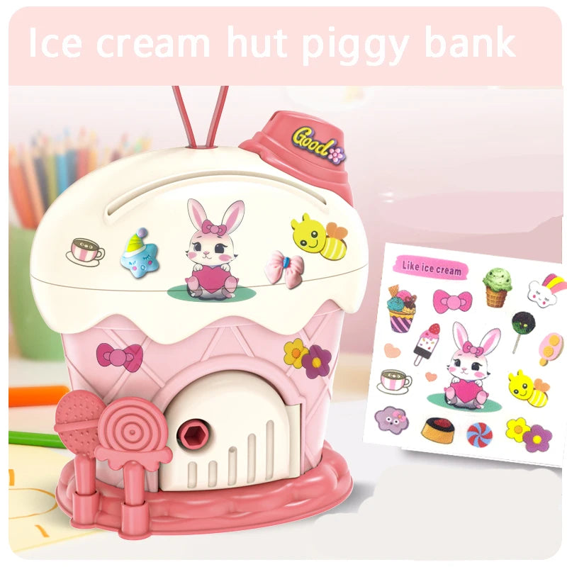 Kids Piggy Bank Ice Cream Hut &ndash; Kawaii Large Capacity Savings Box