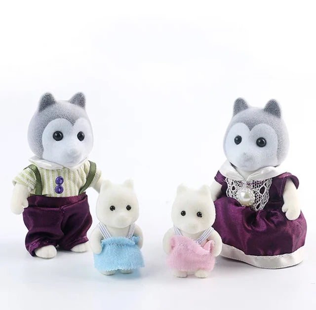 Forest Rabbit Family DIY Playset Mini Rabbit Bear Figure Toy Dolls GRAY