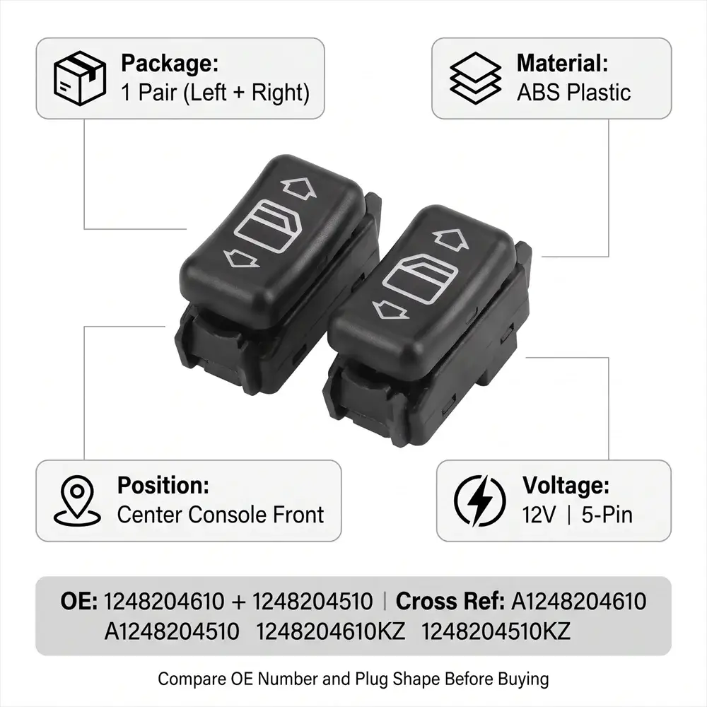 Power Window Switch Pair for Mercedes-Benz W124 S124 W126 W201 W463 by InterCyprus Trading Ltd