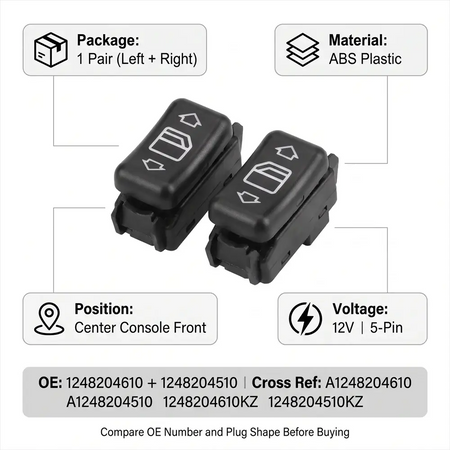 Power Window Switch Pair for Mercedes-Benz W124 S124 W126 W201 W463 by InterCyprus Trading Ltd