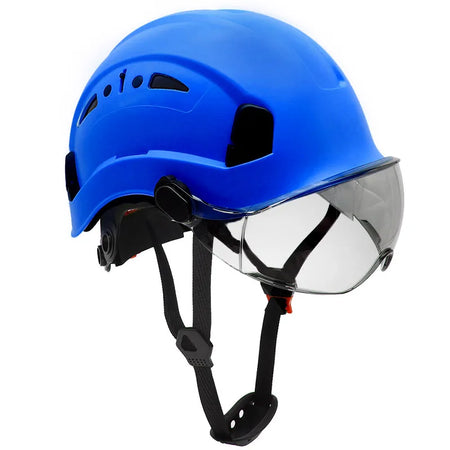 CR08 Safety Helmet With Visor &ndash; Lightweight Head Protection blue dark lens