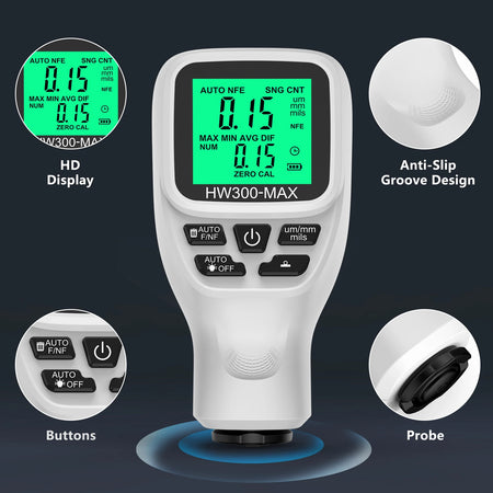 HW300-MAX Car Coating Thickness Gauge &ndash; 0-2000um Range