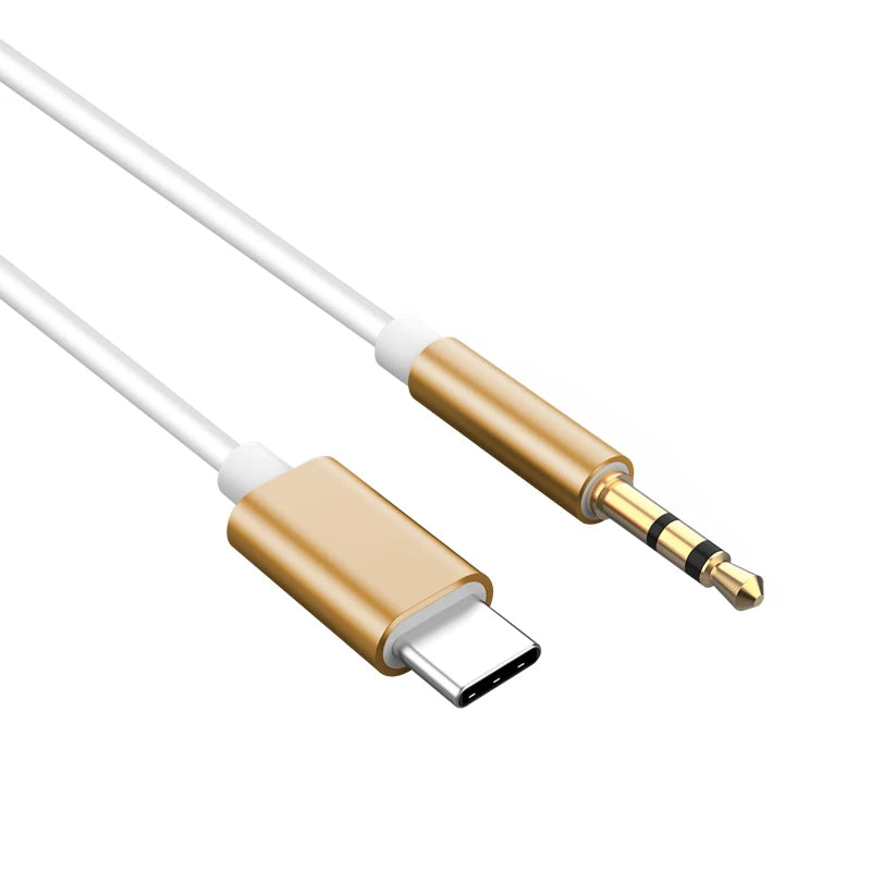 USB Type C to 3.5mm Aux Audio Adapter Golden / 1m
