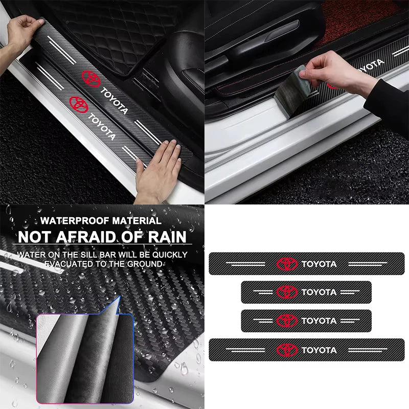 Προστατευτικά Ποδιών Πόρτας Αυτοκινήτου Toyota RAV4, Αυτοκόλλητα από Ανθρακονήματα, Εμπρός 60cm Πίσω 40cm, Περιλαμβάνει 4 Λωρίδες Ποδιών Πόρτας και Κομμάτι Πορτ-Μπαγκάζ
