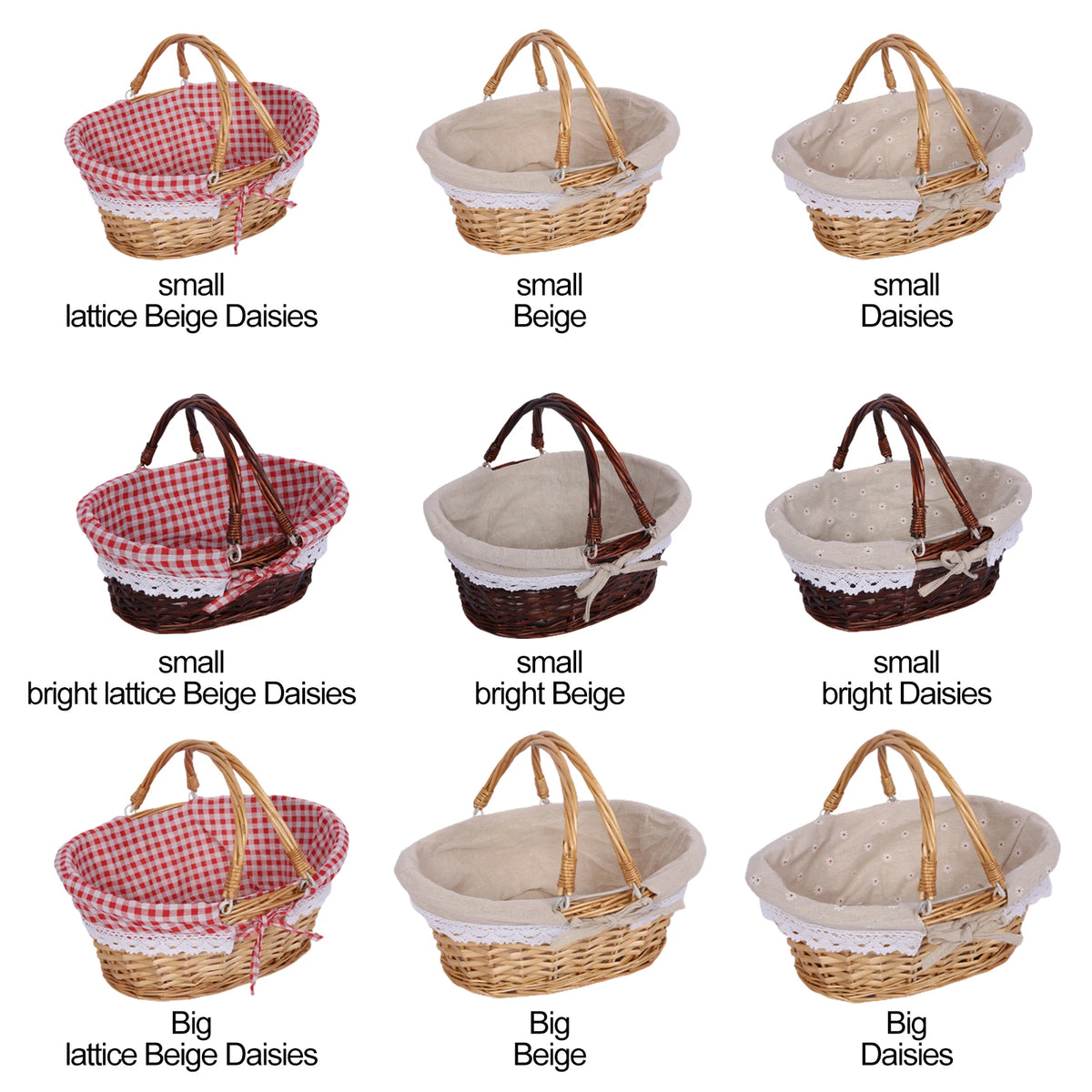 Woven Rattan Picnic Basket &ndash; Folding Handle Portable