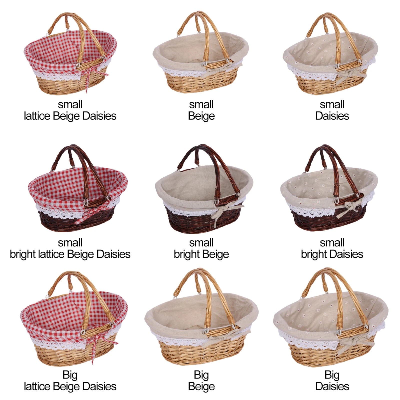 Woven Rattan Picnic Basket &ndash; Folding Handle Portable