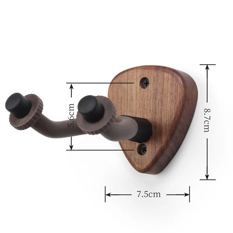 Wandmontierter Gitarrenhalter aus Walnuss für Ukulele, E-Gitarre und Bass