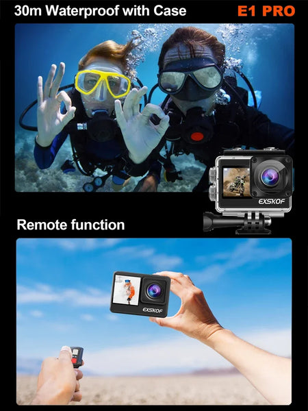 EXSKOF E1 Pro &ndash; 4K 60FPS Dual Screen Action Camera