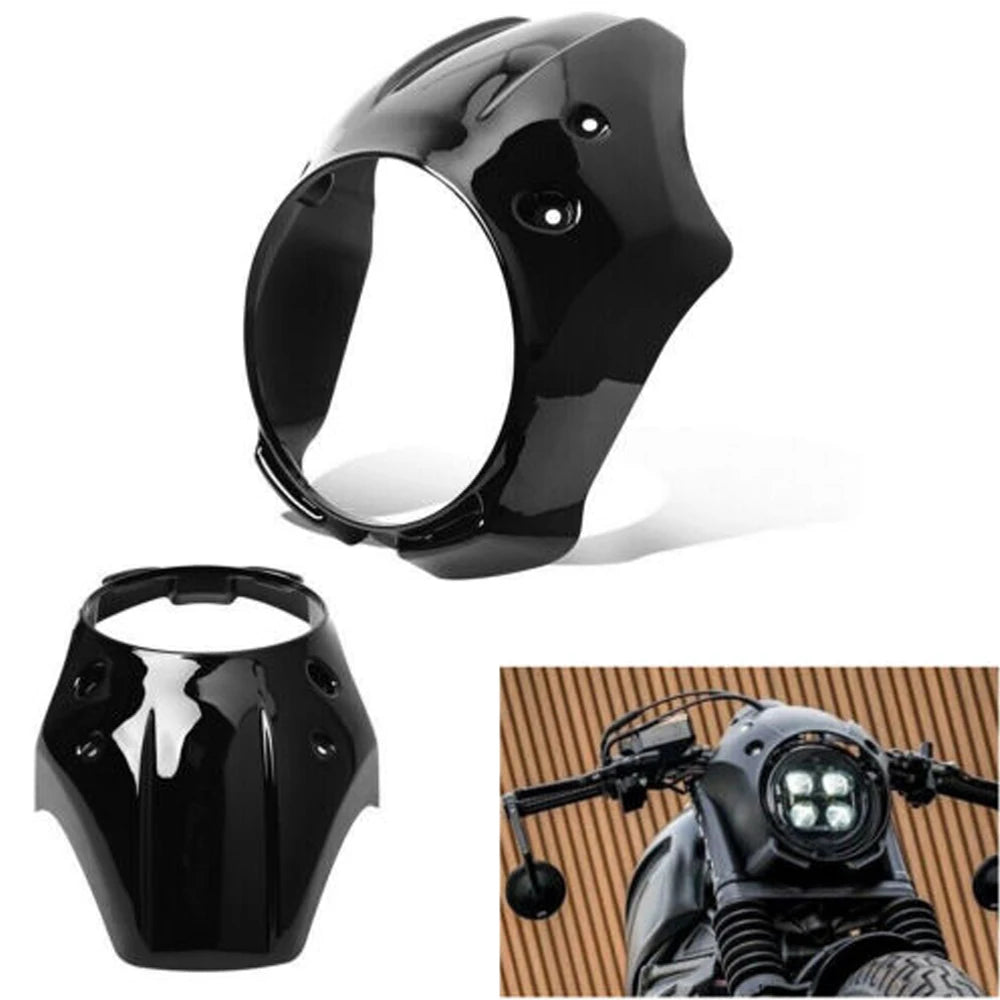 Gloss Black Motorcycle Front Headlight Fairing Cover Mask &ndash; Enhanced Protection for Honda Rebel CMX 300 500