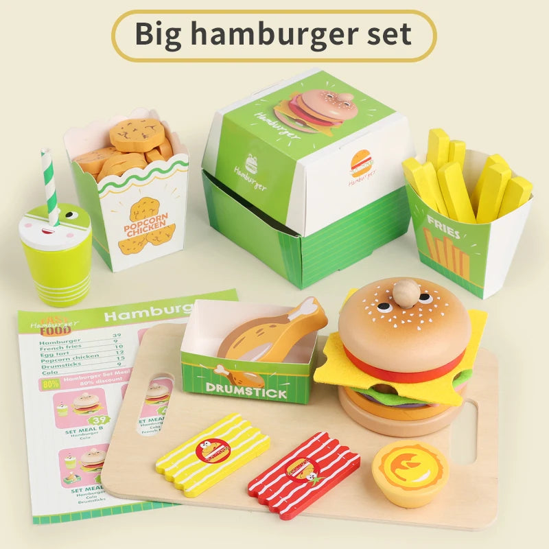 Kids Kitchen Playset &ndash; Wooden Pretend Food For Kids NB365C3