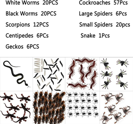 148Pcs Halloween Fake Insect Set &ndash; Realistic Insect Props