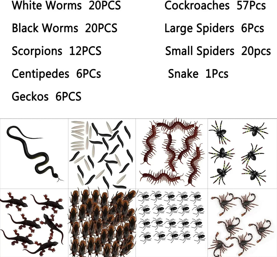 148Pcs Halloween Fake Insect Set &ndash; Realistic Insect Props