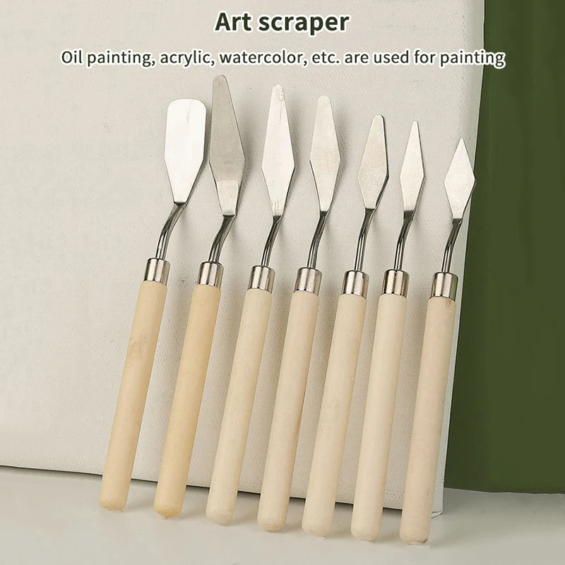7Pcs Stainless Steel Oil Painting Knives Set &ndash; Mixing Knives