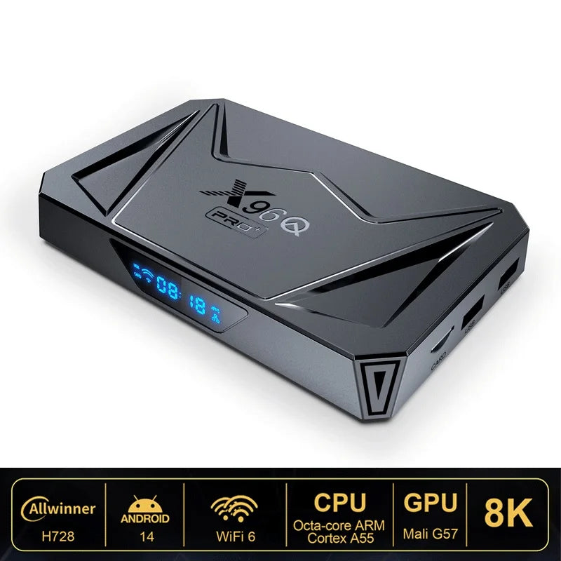 X96Q PRO+ Smart TV Box &ndash; 8K Decoding, Android 14, WiFi 6