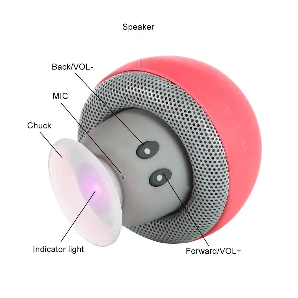 Mushroom Shaped Bluetooth Speaker with Suction Cup - Cute, Portable, Dustproof, Perfect Gift for Kids &amp; Women