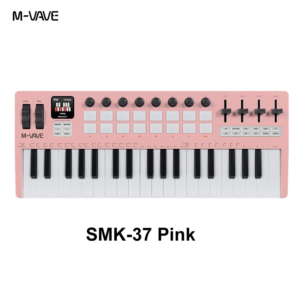 M-VAVE SMK-37 PRO MIDI Controller Keyboard &ndash; RGB Pads SMK-37 pink