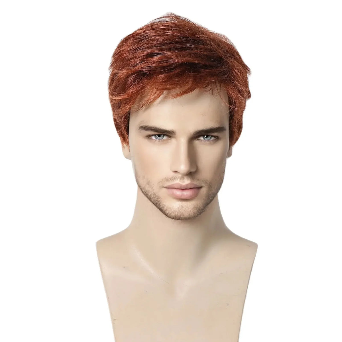 Short Copper Red Pixie Cut Wig for Men - Synthetic Heat-Resistant Cosplay and Daily Use