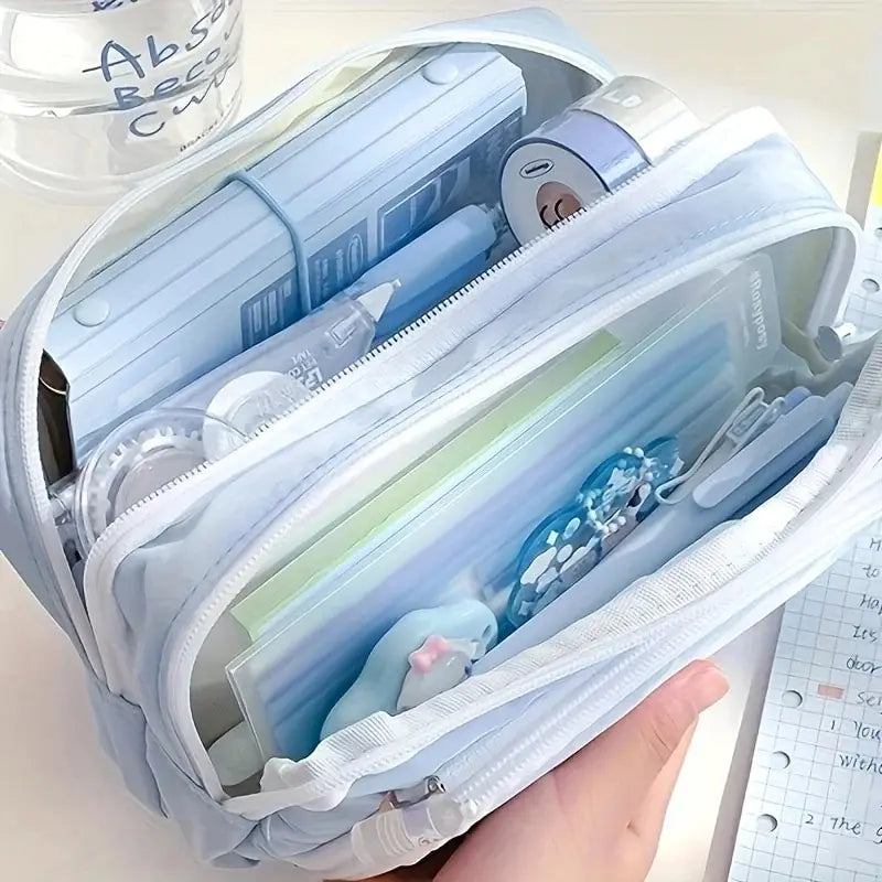 Kawaii Pencil Case | 3 Layer Cute Pen Bag | Large Capacity Korean Organizer