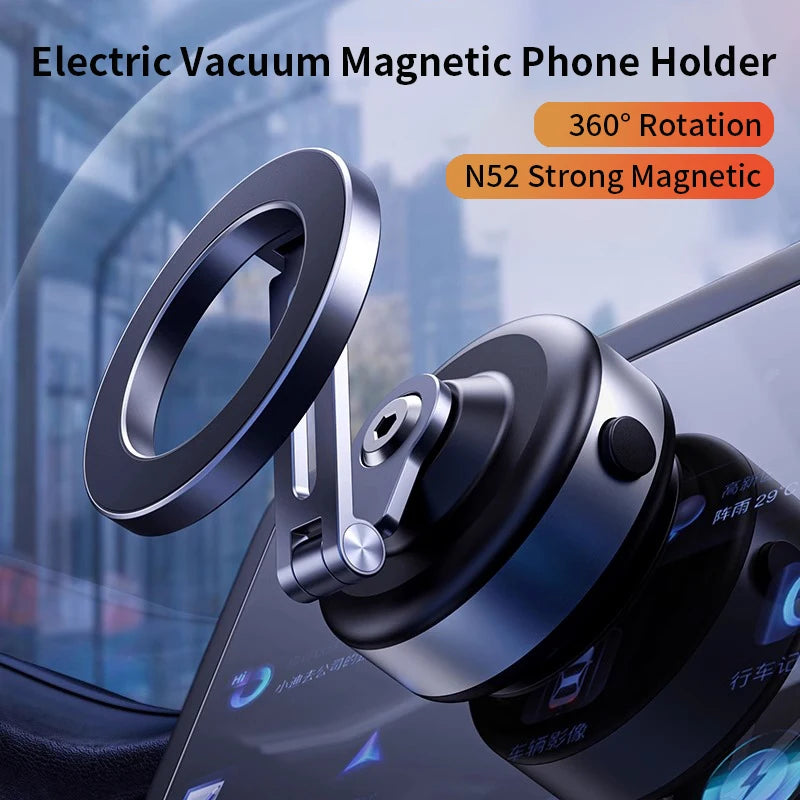 CrownQu Car Electric Vacuum Phone Mount &ndash; 360 Degree Rotation with Strong Magnetic Suction