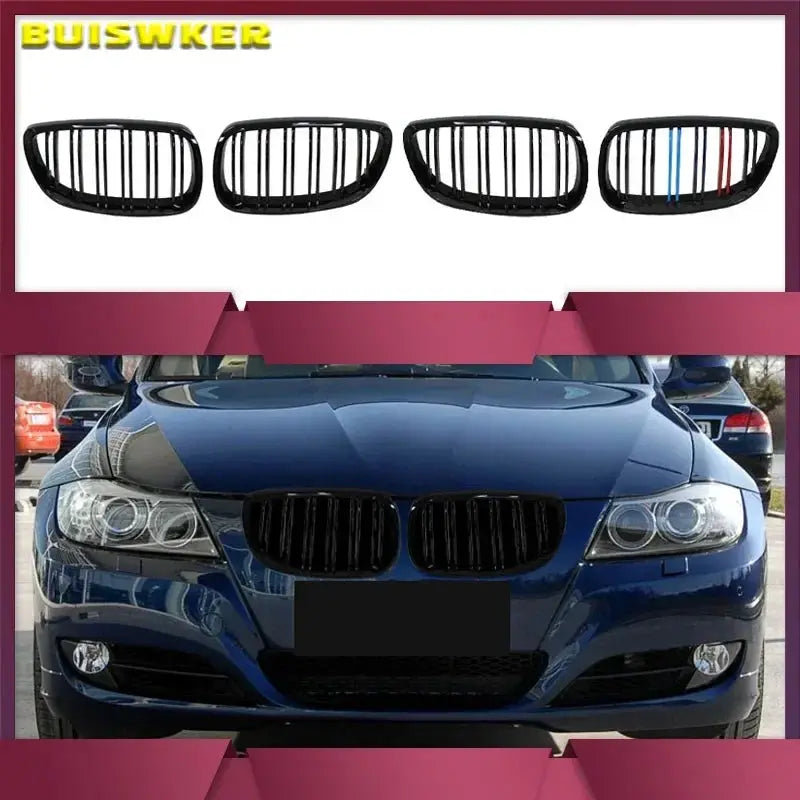 Front Bumper Kidney Grill Gloss Black Dual Line Grille Car Styling Racing Grilles Replacement Part For BMW E92 E93 M3 2006-2009 by InterCyprus Trading Ltd
