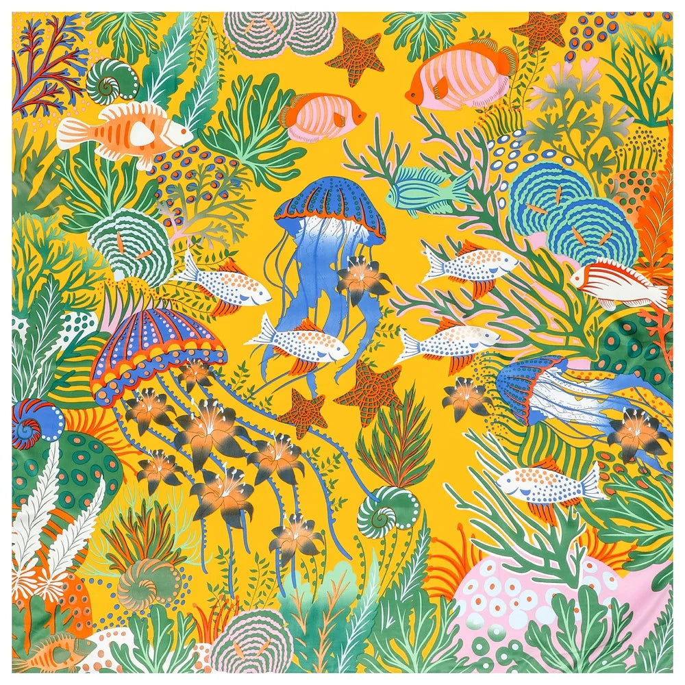 POBING Silk Scarf &ndash; Luxurious Back Garden Print