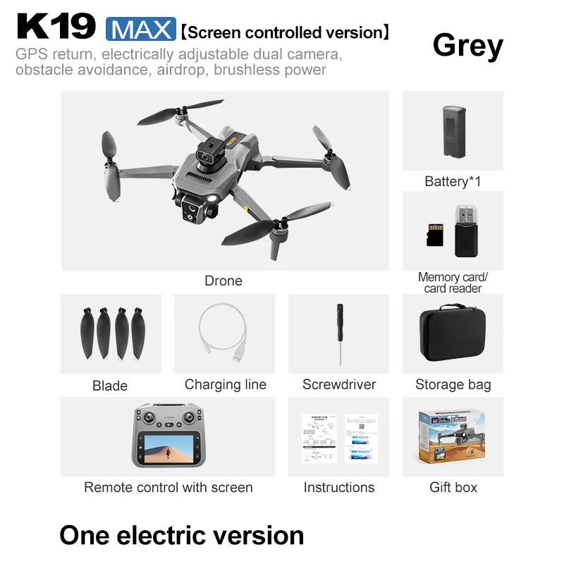 K18 Max K19 Max RC Drone &ndash; 4K Dual Camera With GPS Foldable K19 Max