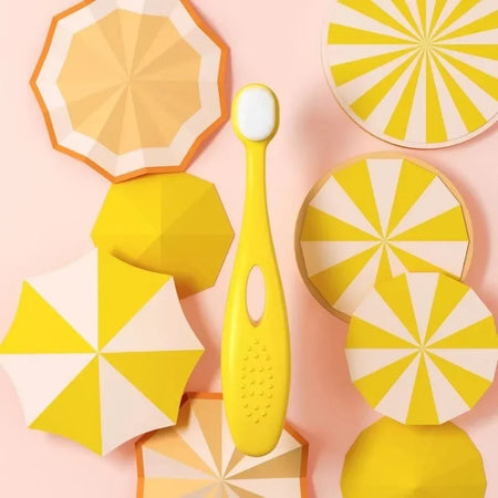 Soft Silicone Toothbrush for Babies and Kids (0-10 Years) 0-4 years old yellow