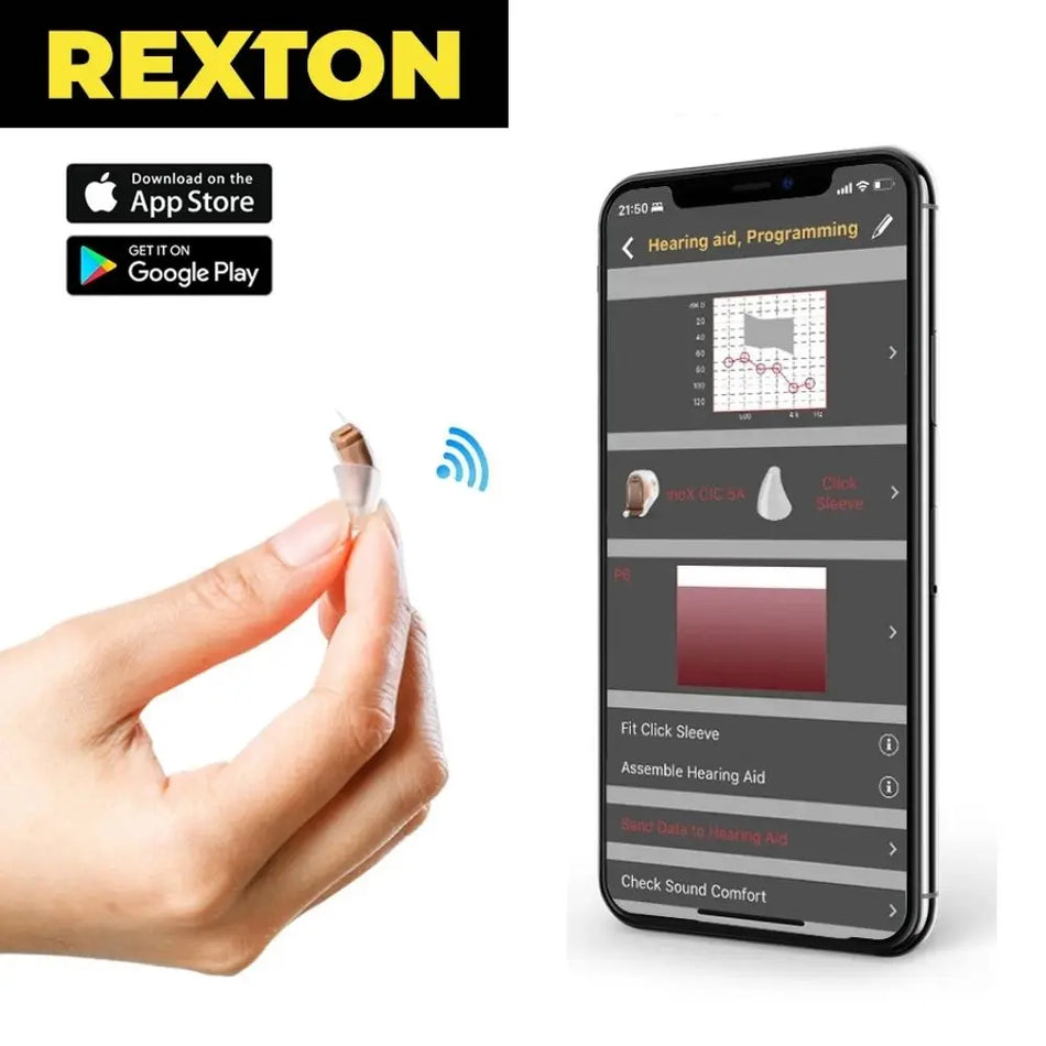 Aparat auditiv Rexton Inox Super Invizibil CIC, digital cu 8 canale și control prin aplicație pentru surditate ușoară până la moderată