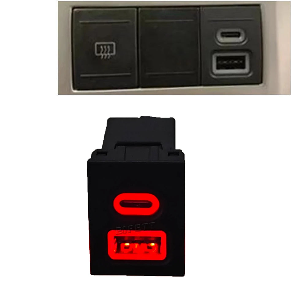 Car Charger Adapter With Dual QC3.0 Type-C PD For VW Polo 9N 9N3 2004-2011