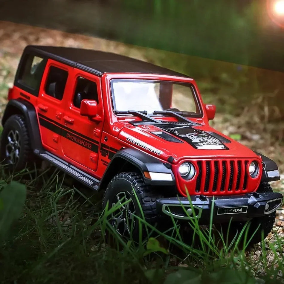 Mașină de model din metal turnat cu sunet și lumină pentru Jeep Wrangler Rubicon, scară 1:22