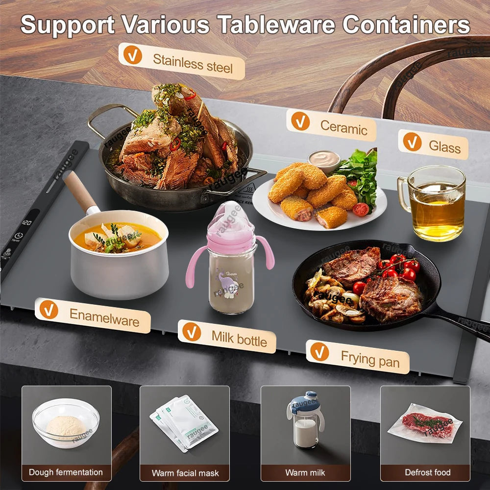 Electric Warming Tray Food Warmer Mat - Fast Heating