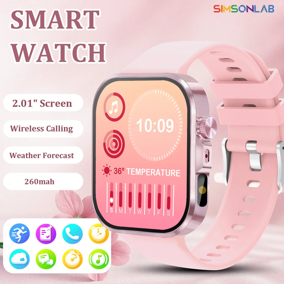 Smartwatch 2.01-Inch Screen Bluetooth Calls, Fitness Tracker for Android and iOS