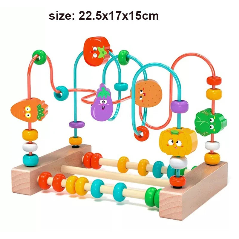Montessori Wooden Roller Coaster Bead Maze Toys for Toddlers
