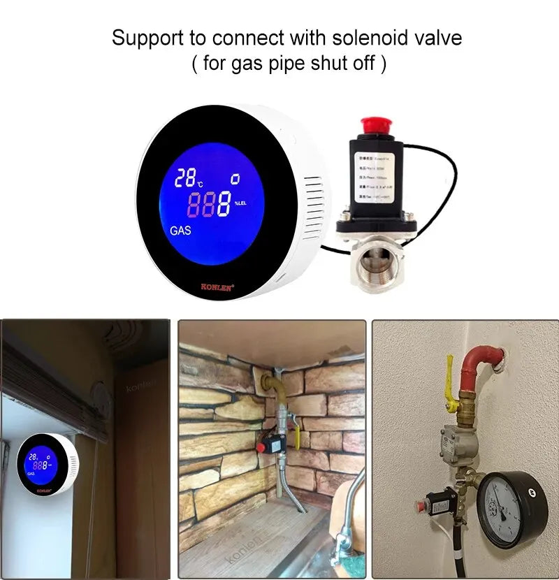 Tuya Gas Leak Detector With Solenoid Valve &ndash; Methane Alarm