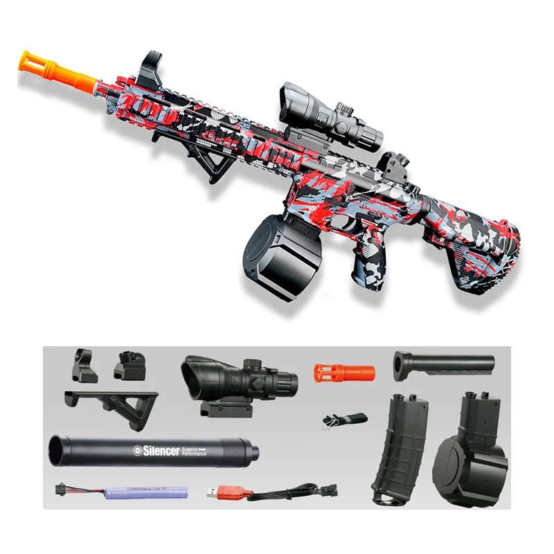 M416 Electric Gel Ball Blaster Toy Gun for Kids &amp; Adults | Outdoor Fun Red