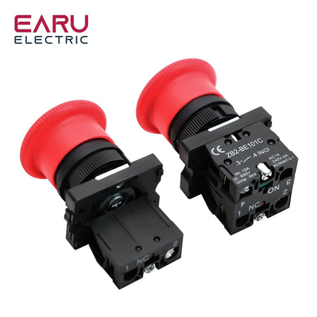 22mm Emergency Stop Red Mushroom Push Button Switch &ndash; Self-Locking Safety Mechanism