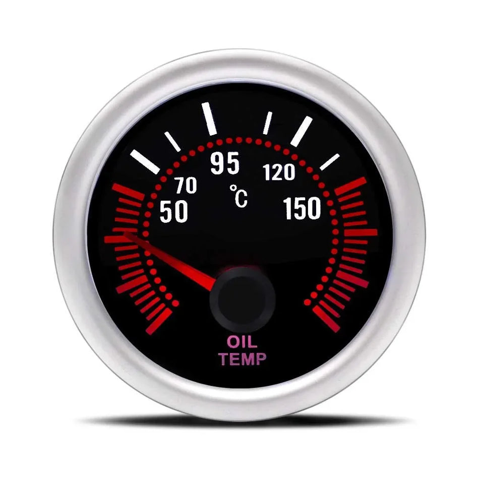 Indicatore di temperatura dell'olio per auto universale 12V 50-150 °C, 2 pollici, lente fumé, LED bianco