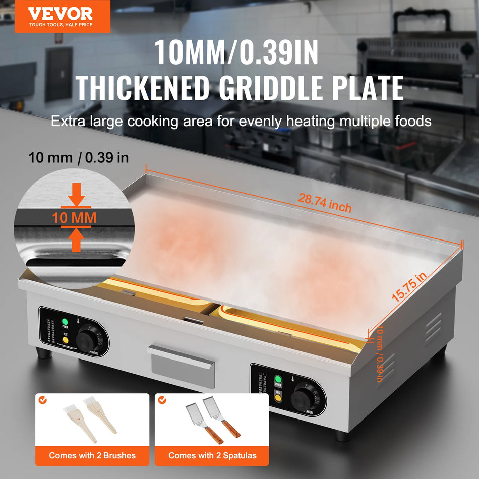 VEVOR 14 18 Griddle Roostevaba Terasest Countertop Reguleeritav Temp