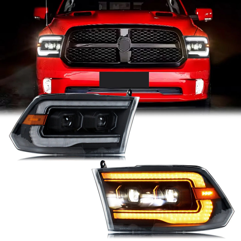 Fari a LED Dodge Ram 2009-2018 con Proiettore DRL, Indicatori Sequenziali