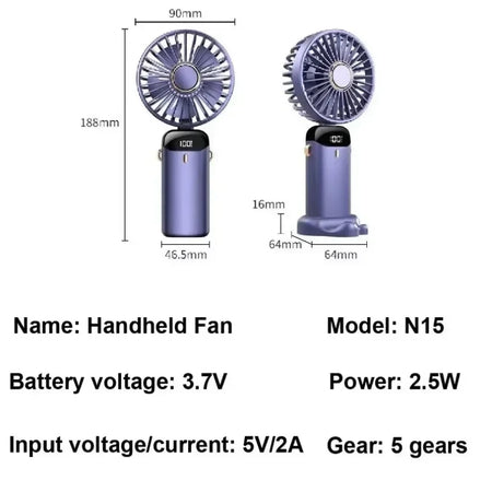 Handheld Fan 3000mAh &ndash; LED Display and USB Rechargeable