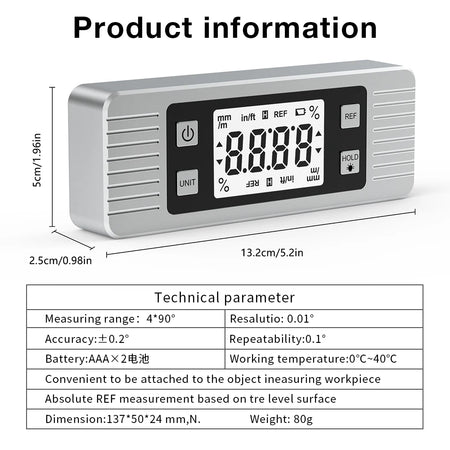 Digital Level Box Magnet Protractor - Easy To Carry And Use